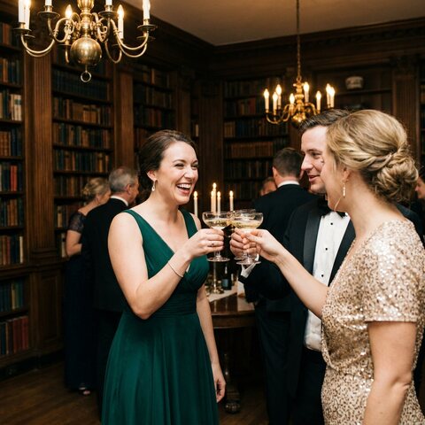 Friends toasting at the Library Gala